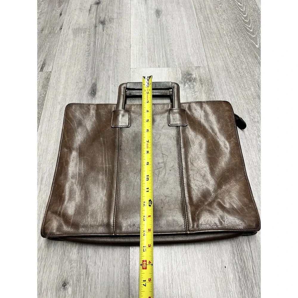 Vintage Mark Cross Brown Leather Portfolio Zippered Bag Briefcase Bag